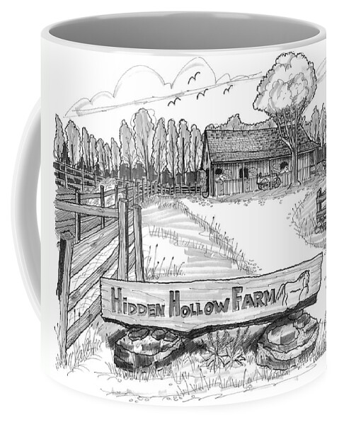 Hidden Hollow Farm Coffee Mug featuring the drawing Hidden Hollow Farm 1 by Richard Wambach