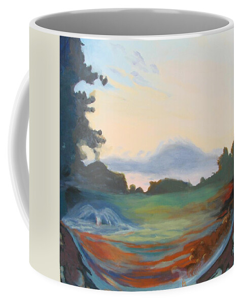 Landscape Coffee Mug featuring the painting Hidden Landscape by Carol Oufnac Mahan