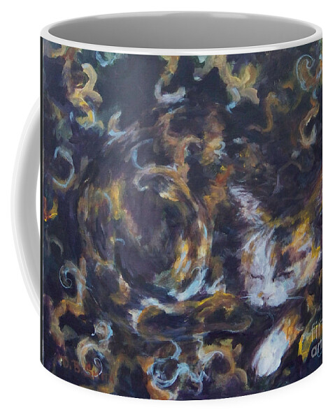 Cat Coffee Mug featuring the painting Hide and Seek by Deborah Smith