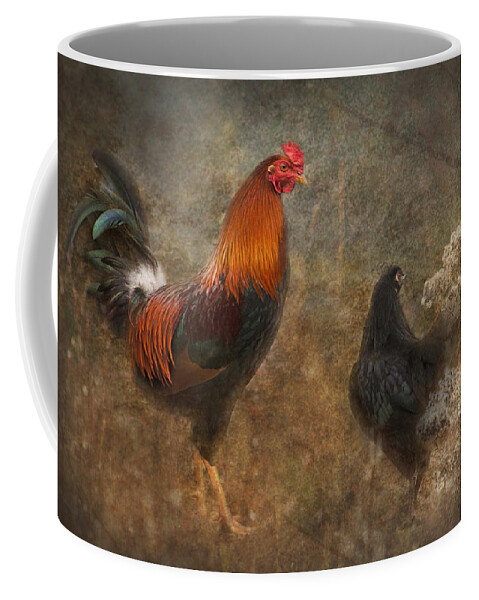 Rooster Coffee Mug featuring the photograph Him and His Chick by Kathy Clark