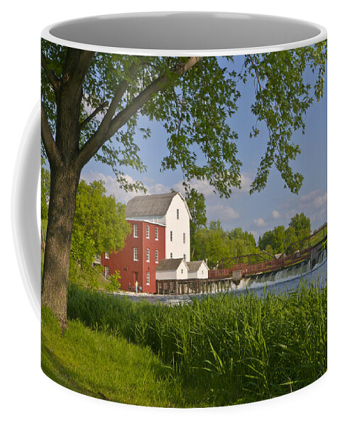 Building Coffee Mug featuring the photograph Historic Flour Mill By a River by Lynn Hansen