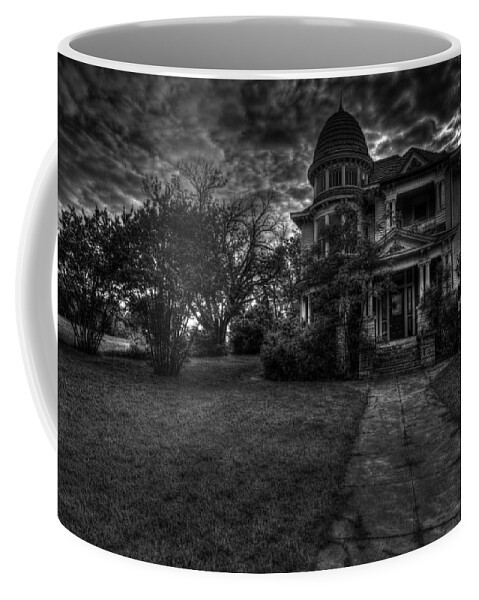 Fort Worth Home Coffee Mug featuring the photograph Black and White Historic Fort Worth Home by Jonathan Davison
