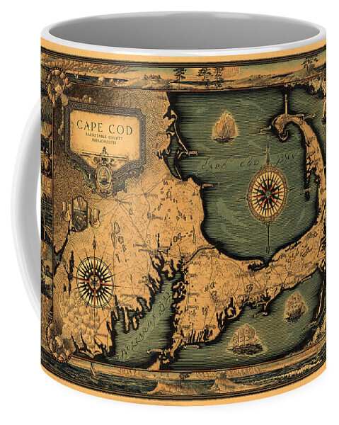 Cape Cod Coffee Mug featuring the photograph Historical Map of Cape Cod by Andrew Fare
