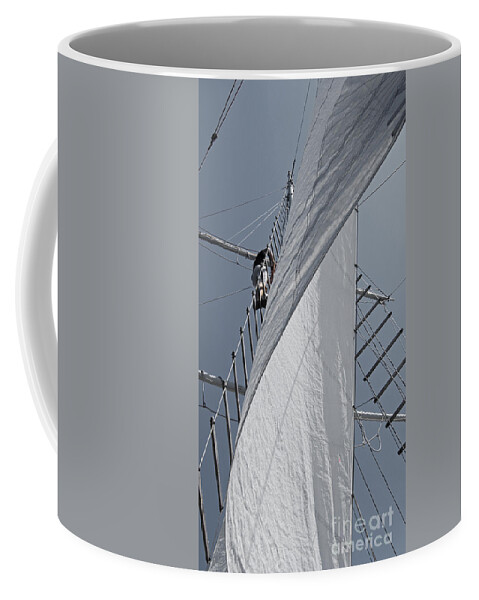 Schooner Coffee Mug featuring the photograph Hoisting The Mainsails by Jani Freimann