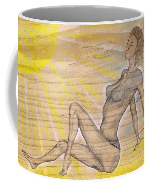Figurative Coffee Mug featuring the drawing Holiday by Kenneth Clarke