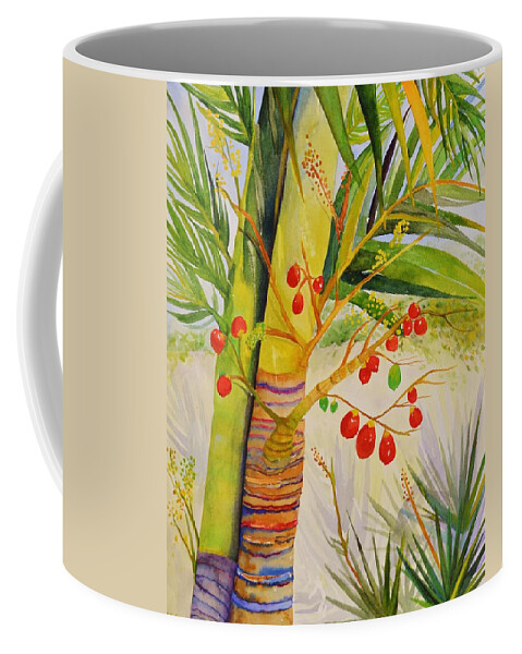 Palm Tree Coffee Mug featuring the painting Holiday Palm by Jane Ricker