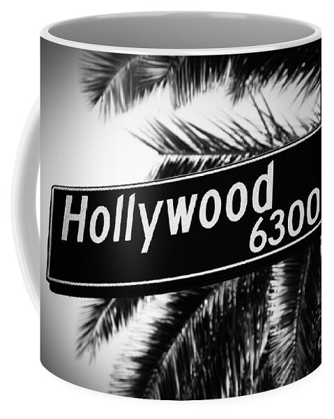 2012 Coffee Mug featuring the photograph Hollywood Boulevard Street Sign in Black and White by Paul Velgos