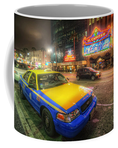 Yhun Suarez Coffee Mug featuring the photograph Hollywood Taxi by Yhun Suarez