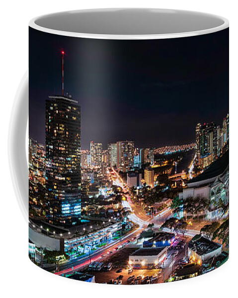 Hawaii Coffee Mug featuring the photograph Honolulu Night Panorama by Dan McManus