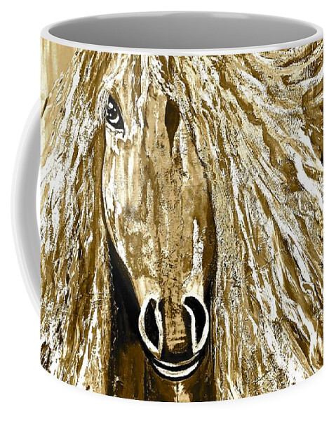 Horse Coffee Mug featuring the painting Horse Abstract Neutral by Saundra Myles