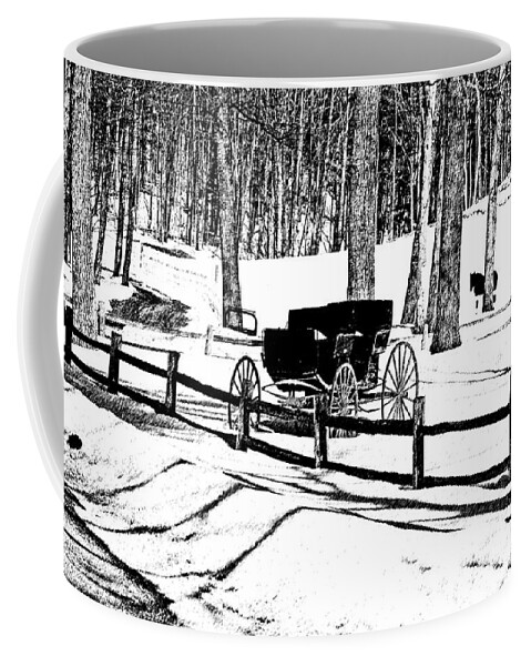 Michigan Coffee Mug featuring the photograph Horse and Buggy - No Work Today a Black and White Abstract by Janice Adomeit