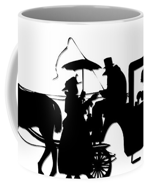 Horses Coffee Mug featuring the digital art Horse and Carriage Silhouette by Rose Santuci-Sofranko