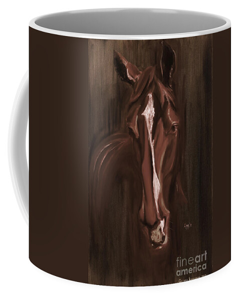 Horse Coffee Mug featuring the painting Horse Apple warm brown by Go Van Kampen