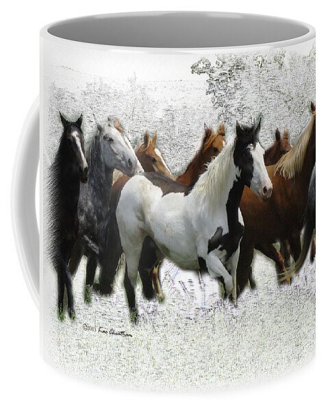 Horses Coffee Mug featuring the mixed media Horse Herd #3 by Kae Cheatham