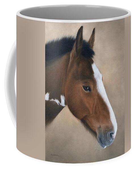 Horse Coffee Mug featuring the painting Horse Portrait Painting by Rachel Stribbling