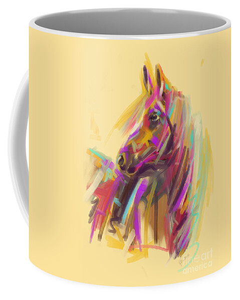 Horse Coffee Mug featuring the painting Horse True colours by Go Van Kampen