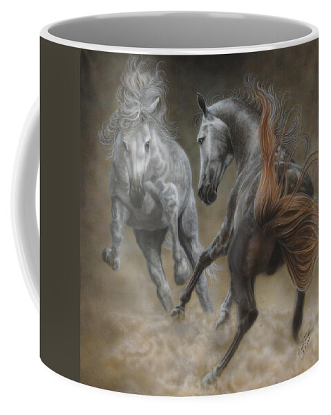North Dakota Artist Coffee Mug featuring the painting Horseplay II by Wayne Pruse