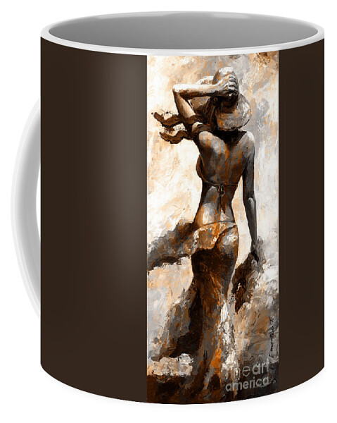 Woman Coffee Mug featuring the painting Hot breeze - Digital color version rust by Emerico Imre Toth