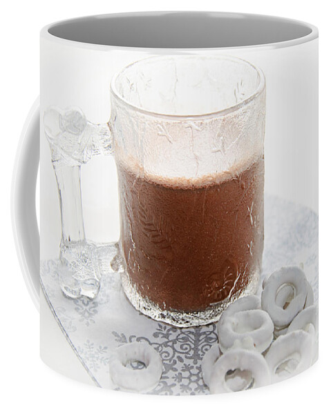 Hot Chocolate Coffee Mug featuring the photograph Hot Chocolate And Candy Coated Pretzels by Andee Design