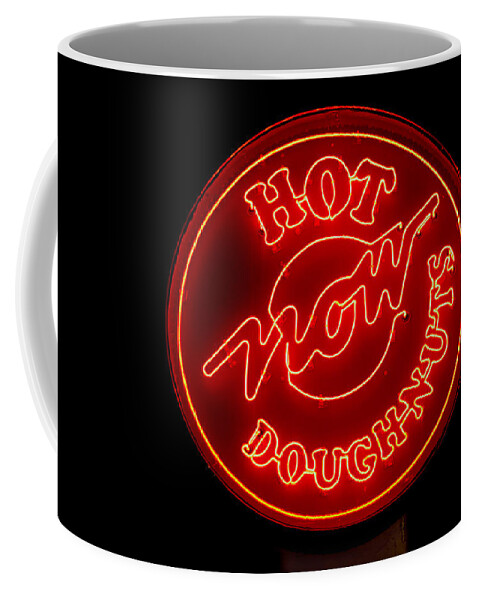 Hot Now Coffee Mug featuring the photograph Hot Now Krispy Kreme by Jerry Gammon