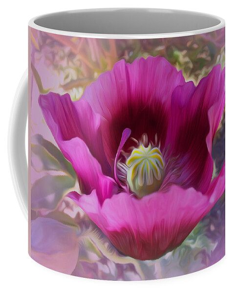 Poppy Coffee Mug featuring the digital art Hot Pink Poppy by Vincent Franco
