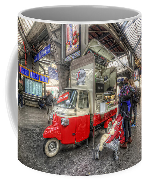 Yhun Suarez Coffee Mug featuring the photograph Hotdog Stand at Hauptbahnhof by Yhun Suarez