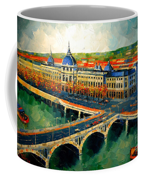 Hotel-dieu De Lyon Coffee Mug featuring the painting Hotel Dieu de Lyon II by Mona Edulesco