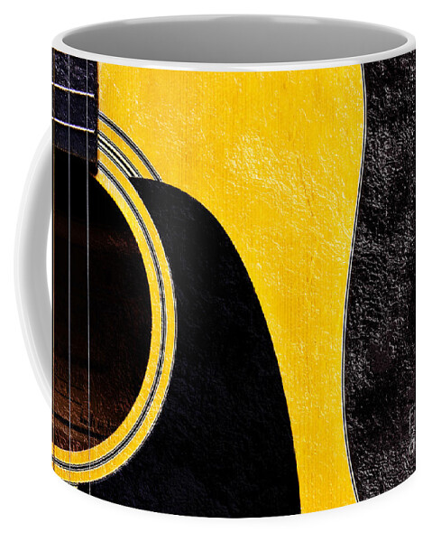 Guitar Coffee Mug featuring the photograph Hour Glass Guitar 4 Colors 1 - Tetraptych - Yellow Corner - Music - Abstract by Andee Design