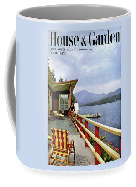 House & Garden Cover Of Women Sitting On The Deck Coffee Mug