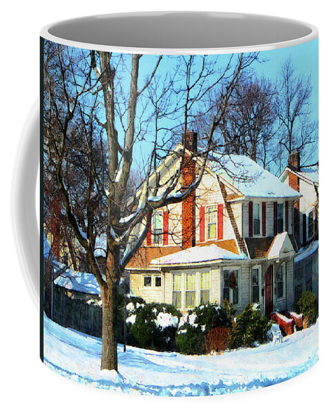 Winter Coffee Mug featuring the photograph House Down the Street in Winter by Susan Savad