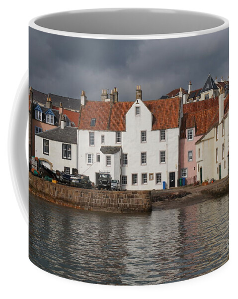 Landscape Coffee Mug featuring the photograph Houses at Pittenweem harbor by Elena Perelman