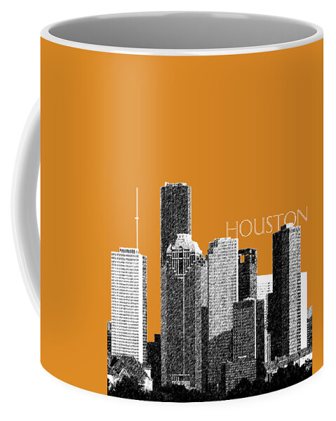 Architecture Coffee Mug featuring the digital art Houston Skyline - Dark Orange by DB Artist