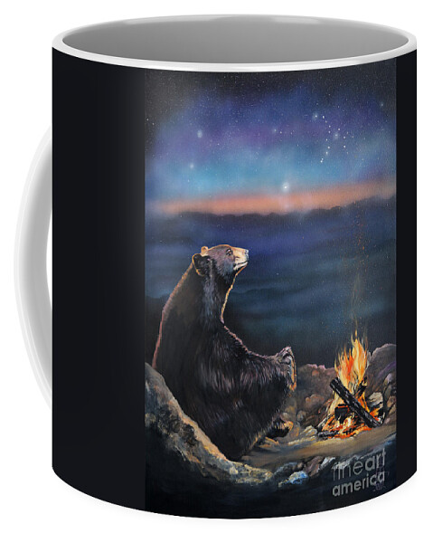 Spiritual Coffee Mug featuring the painting How Grandfather Bear created the Stars by J W Baker