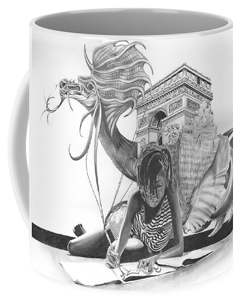 Child Coffee Mug featuring the drawing How It Begins by Terri Meredith