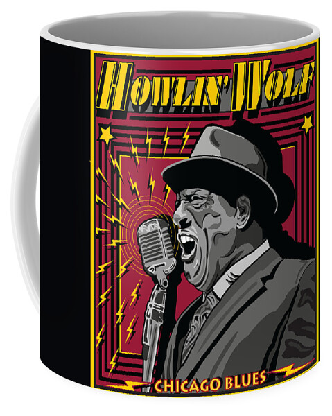 Howlin'wolf Coffee Mug featuring the digital art Howlin' Wolf Chicago Blues Legend by Larry Butterworth