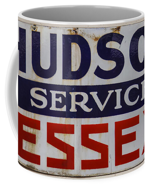 Hudson Coffee Mug featuring the photograph Hudson Essex service station sign by Flees Photos