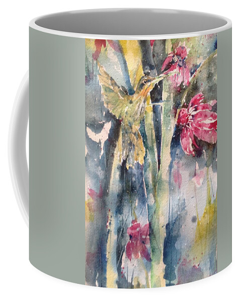 Brazilian Birds Coffee Mug featuring the painting Hummingbird Don't Fly Away ...Fly Away by Robin Miller-Bookhout