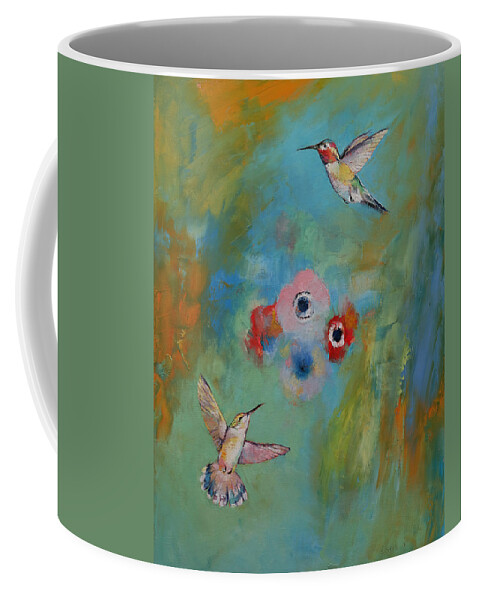 Michael Creese Coffee Mug featuring the painting Two Hummingbirds by Michael Creese