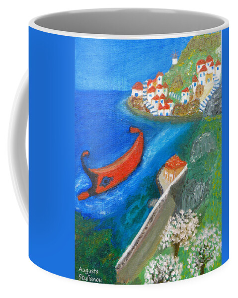 Hydra Coffee Mug featuring the painting Hydra Island by Augusta Stylianou