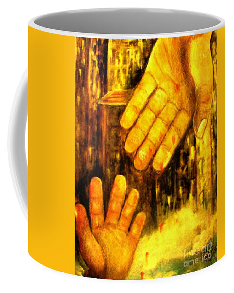 Child's Hand Coffee Mug featuring the painting I Chose You by Hazel Holland
