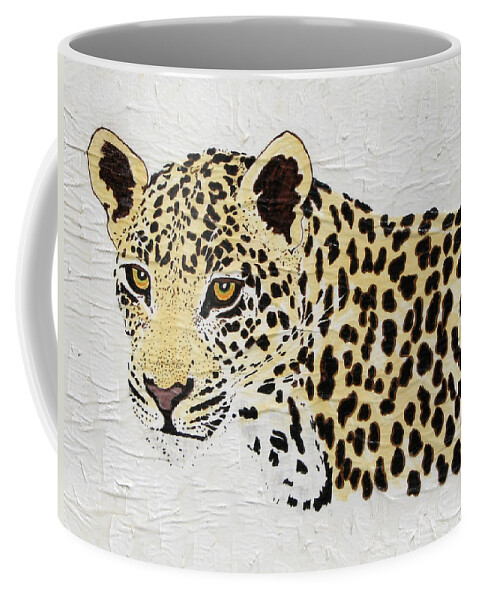 Leopard Coffee Mug featuring the painting I See You by Stephanie Grant