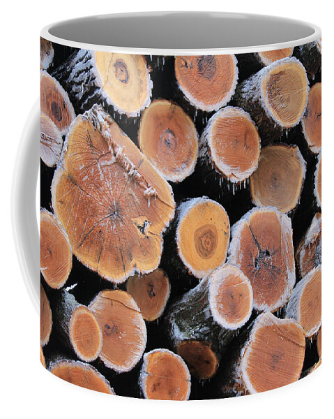 Lumber Coffee Mug featuring the photograph Ice Logs by Carrie Godwin
