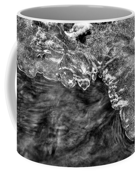 Ice Coffee Mug featuring the photograph Ice On Creek in Black and White by Greg and Chrystal Mimbs