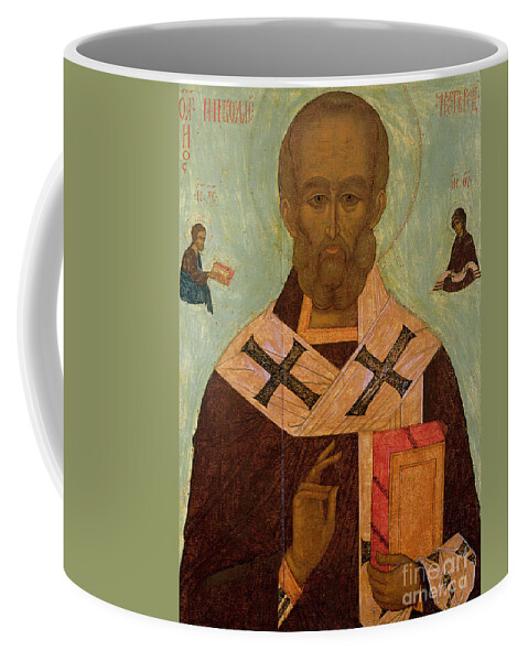 Saint Coffee Mug featuring the painting Icon of St. Nicholas by Russian School