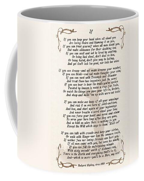 If Poem By Rudyard Kipling Coffee Mug featuring the digital art If Poem By Rudyard Kipling by Olga Hamilton