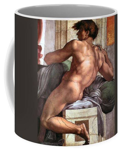 Ignudo Coffee Mug featuring the painting Ignudo Number One of 1511 by Michelangelo Buonarroti