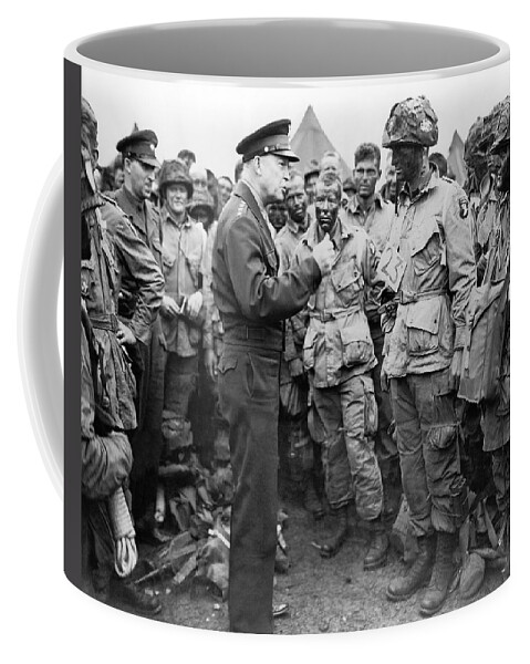 1940s Coffee Mug featuring the photograph Ike With D-Day Paratroopers by Underwood Archives