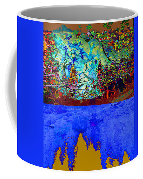 Forest Coffee Mug featuring the photograph Illusion of Lake and Forest by Jeff Burgess