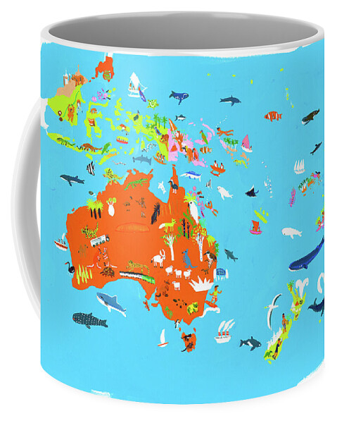 Abundance Coffee Mug featuring the photograph Illustrated Map Of Australasian by Ikon Ikon Images