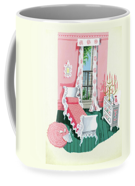 Illustration Of A Victorian Style Pink And Green Coffee Mug